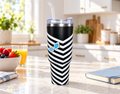 Black & White Chevron Tumbler with Straw
