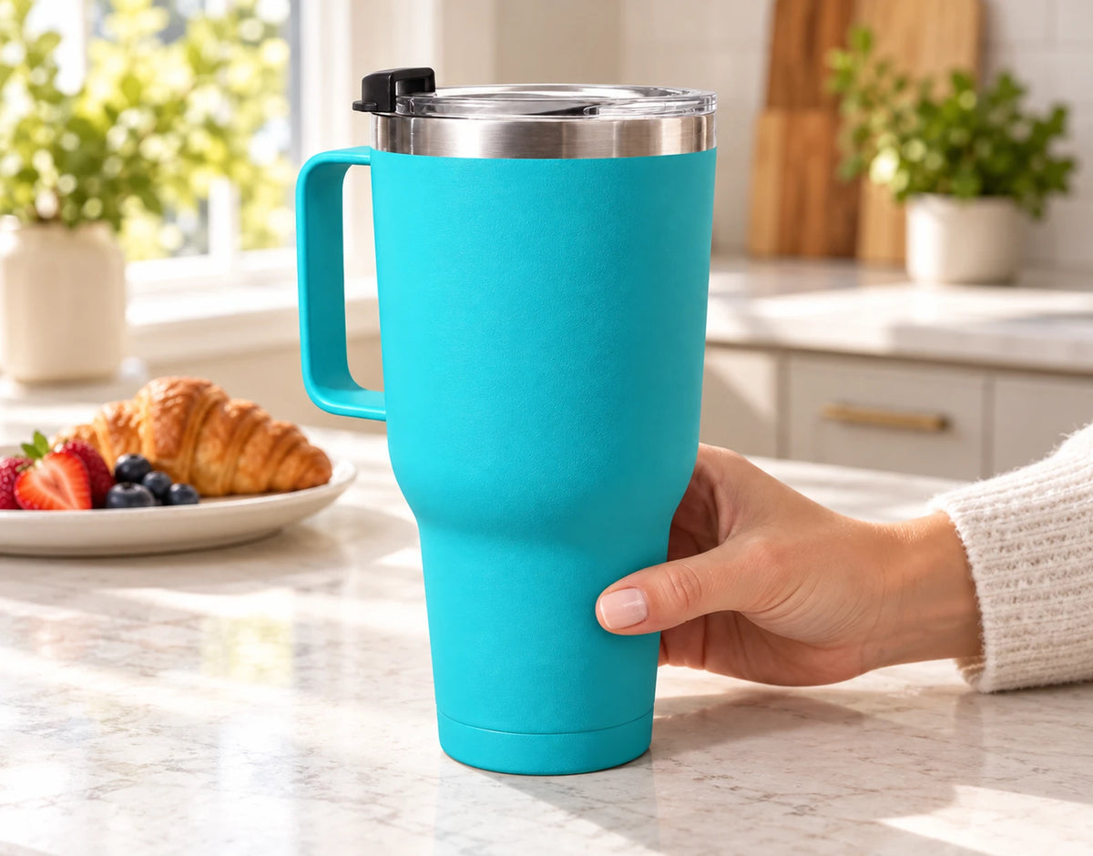 Turquoise Travel Tumbler with Handle